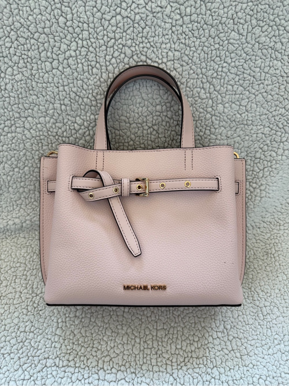 Michael Kors Emilia Small Pebbled Leather Satchel Blush Pink